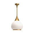Load image into Gallery viewer, Hazel 14-in Aged Gold/Opal Matte Glass 1 Light Pendant by Alora Lighting | PD524214AGOP | Alora Lighting
