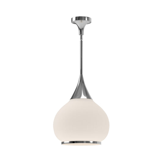 Hazel 14-in Chrome/Opal Matte Glass 1 Light Pendant by Alora Lighting | PD524214CHOP | Alora Lighting