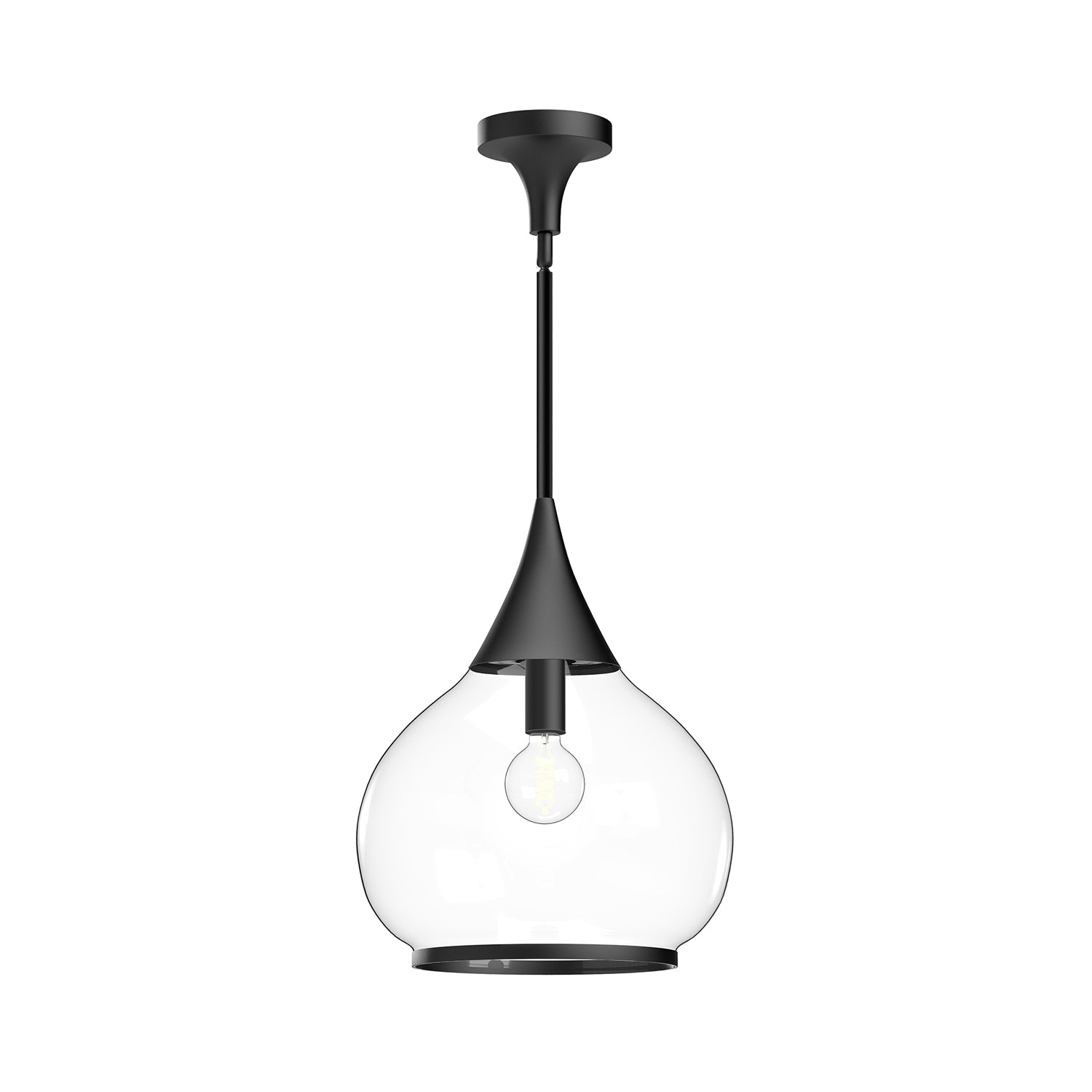 Hazel 14-in Clear Glass/Matte Black 1 Light Pendant by Alora Lighting | PD524214MBCL | Alora Lighting