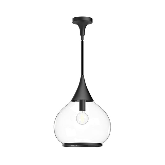 Hazel 14-in Clear Glass/Matte Black 1 Light Pendant by Alora Lighting | PD524214MBCL | Alora Lighting