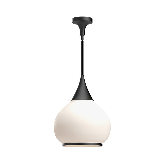 Hazel 14-in Matte Black/Opal Matte Glass 1 Light Pendant by Alora Lighting | PD524214MBOP | Alora Lighting