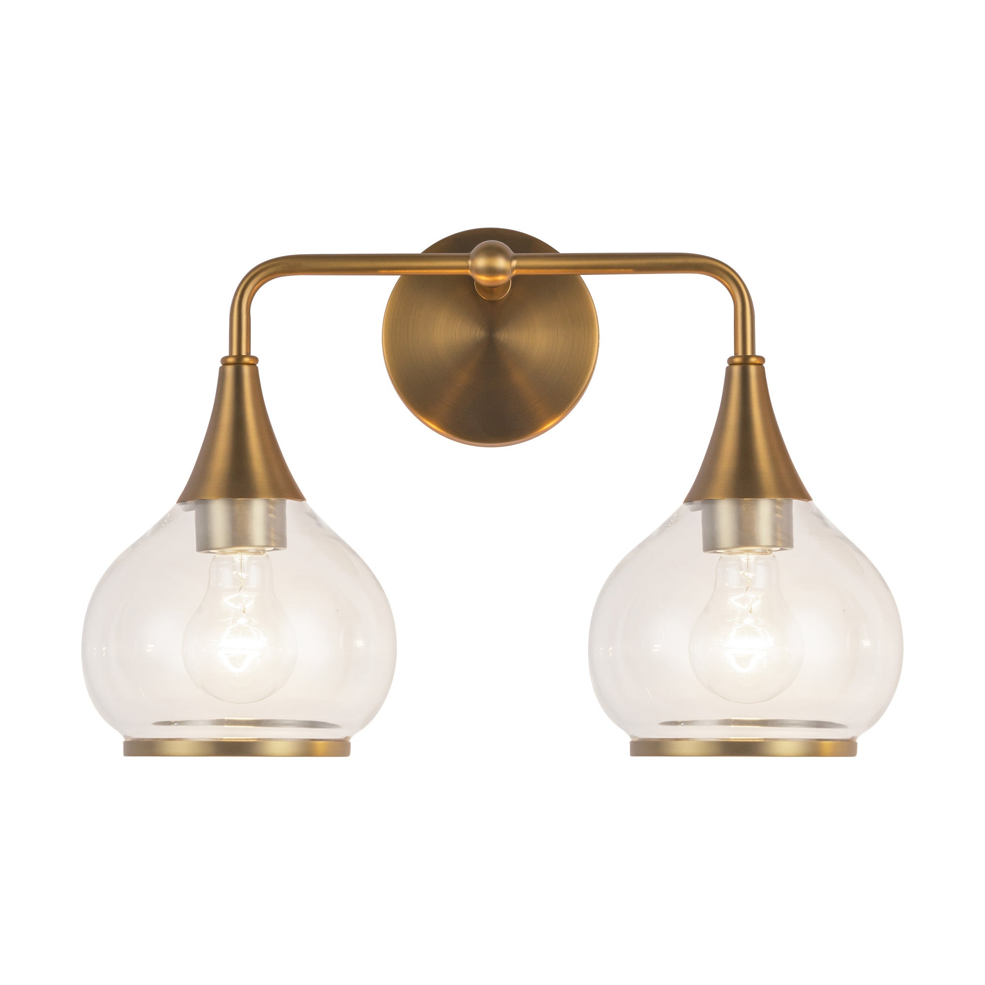 Hazel 17-in Aged Gold/Clear Glass 2 Lights Vanity by Alora Lighting | VL524217AGCL | Alora Lighting