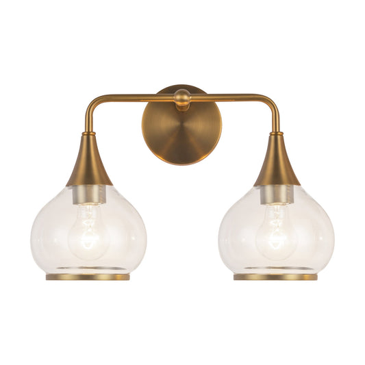 Hazel 17-in Aged Gold/Clear Glass 2 Lights Vanity by Alora Lighting | VL524217AGCL | Alora Lighting