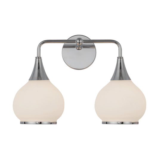 Hazel 17-in Chrome/Opal Matte Glass 2 Lights Vanity by Alora Lighting | VL524217CHOP | Alora Lighting