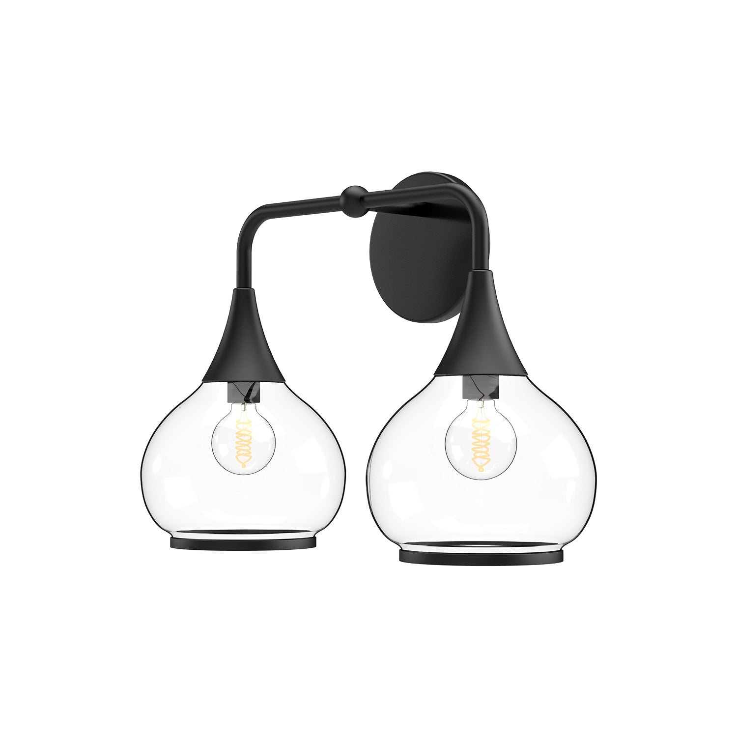 Hazel 17-in Clear Glass/Matte Black 2 Lights Vanity by Alora Lighting | VL524217MBCL | Alora Lighting