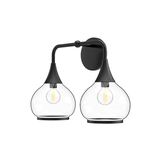 Hazel 17-in Clear Glass/Matte Black 2 Lights Vanity by Alora Lighting | VL524217MBCL | Alora Lighting
