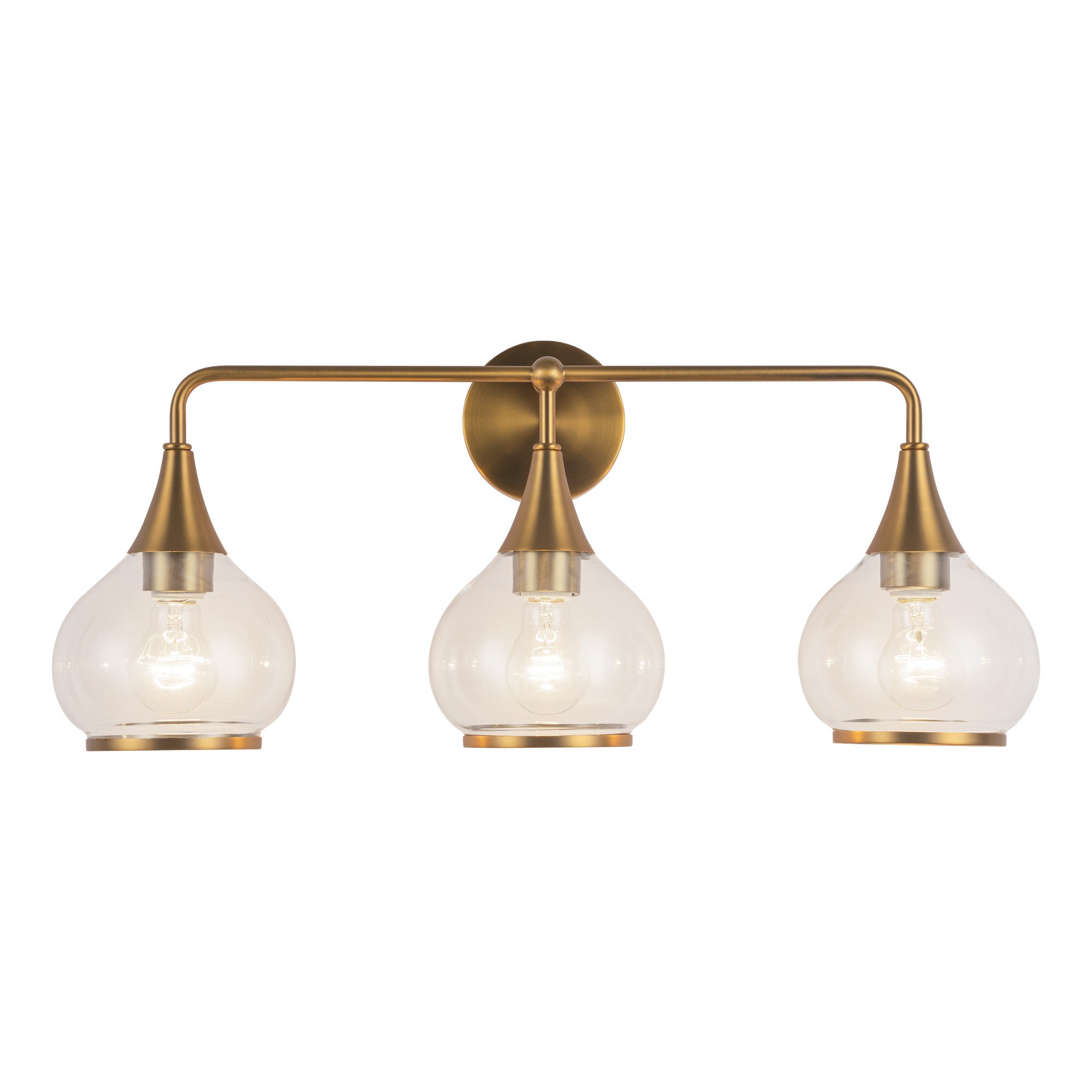 Hazel 26-in Aged Gold/Clear Glass 3 Lights Vanity by Alora Lighting | VL524326AGCL | Alora Lighting