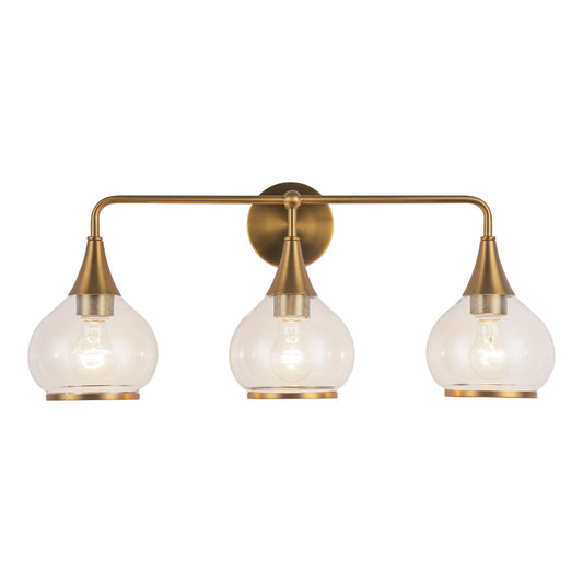 Hazel 26-in Aged Gold/Clear Glass 3 Lights Vanity by Alora Lighting | VL524326AGCL | Alora Lighting