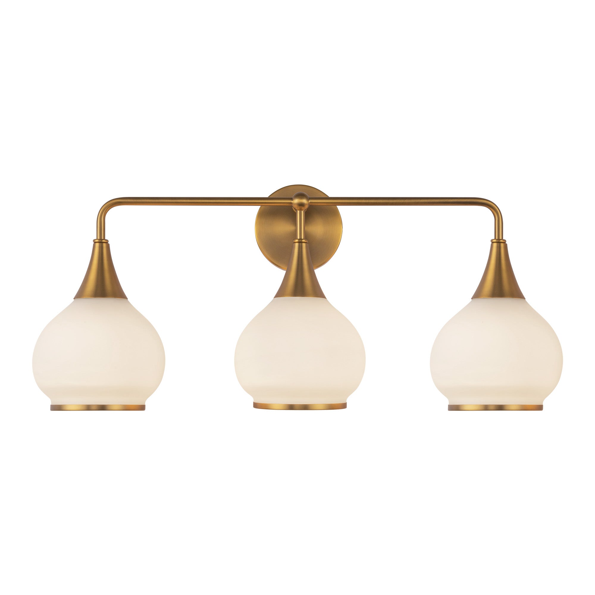 Hazel 26-in Aged Gold/Opal Matte Glass 3 Lights Vanity by Alora Lighting | VL524326AGOP | Alora Lighting