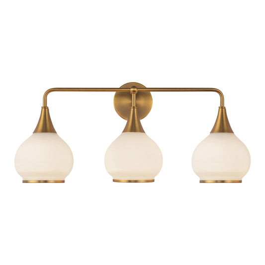 Hazel 26-in Aged Gold/Opal Matte Glass 3 Lights Vanity by Alora Lighting | VL524326AGOP | Alora Lighting