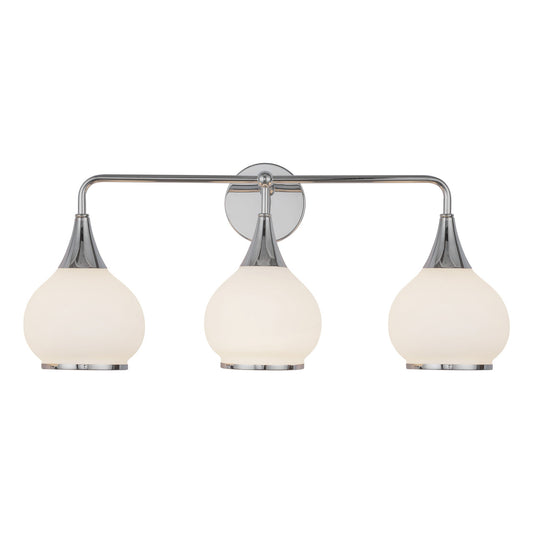 Hazel 26-in Chrome/Opal Matte Glass 3 Lights Vanity by Alora Lighting | VL524326CHOP | Alora Lighting