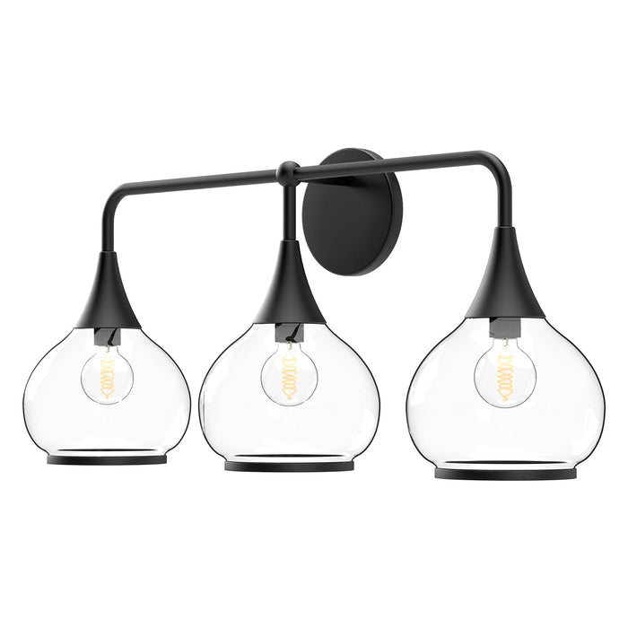Hazel 26-in Clear Glass/Matte Black 3 Lights Vanity by Alora Lighting | VL524326MBCL | Alora Lighting