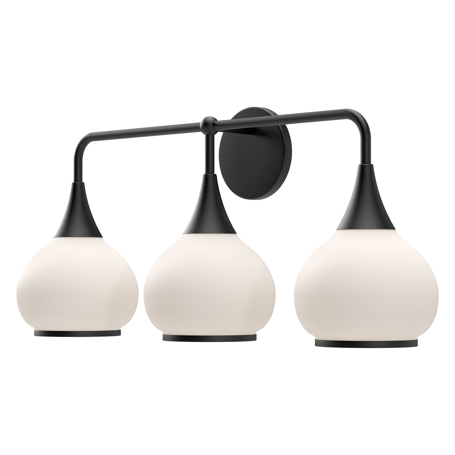 Hazel 26-in Matte Black/Opal Matte Glass 3 Lights Vanity by Alora Lighting | VL524326MBOP | Alora Lighting