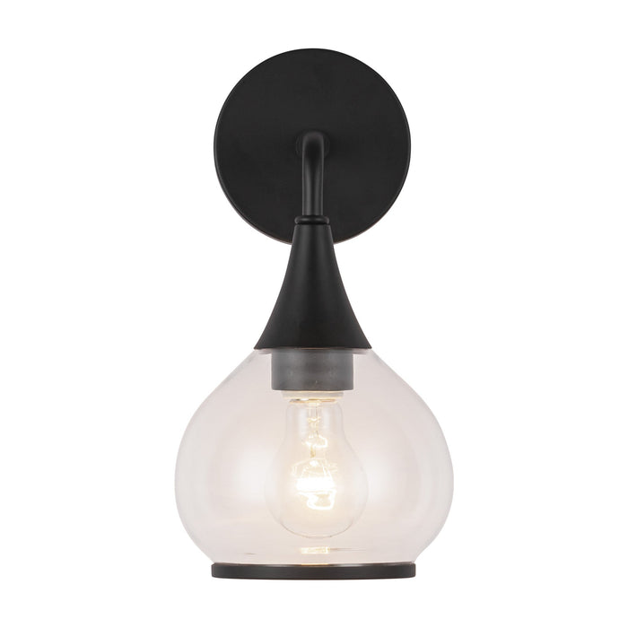 Hazel 6-in Clear Glass/Matte Black 1 Light Wall/Vanity by Alora Lighting | WV524006MBCL | Alora Lighting