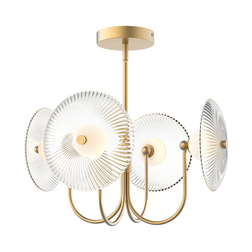 Hera 21-in Brushed Gold/Clear Ribbed Glass LED Pendant by Alora Lighting | PD417904BGCR-UNV | Alora Lighting