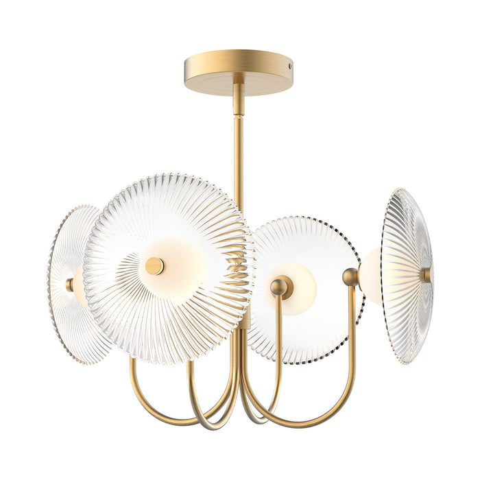 Hera 21-in Brushed Gold/Clear Ribbed Glass LED Pendant by Alora Lighting | PD417904BGCR-UNV | Alora Lighting