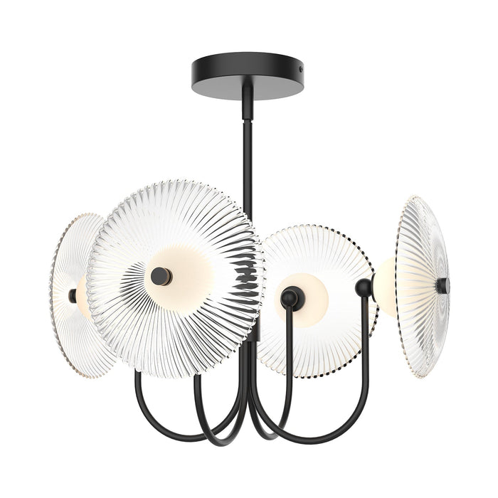 Hera 21-in Matte Black/Clear Ribbed Glass LED Pendant by Alora Lighting | PD417904MBCR-UNV | Alora Lighting