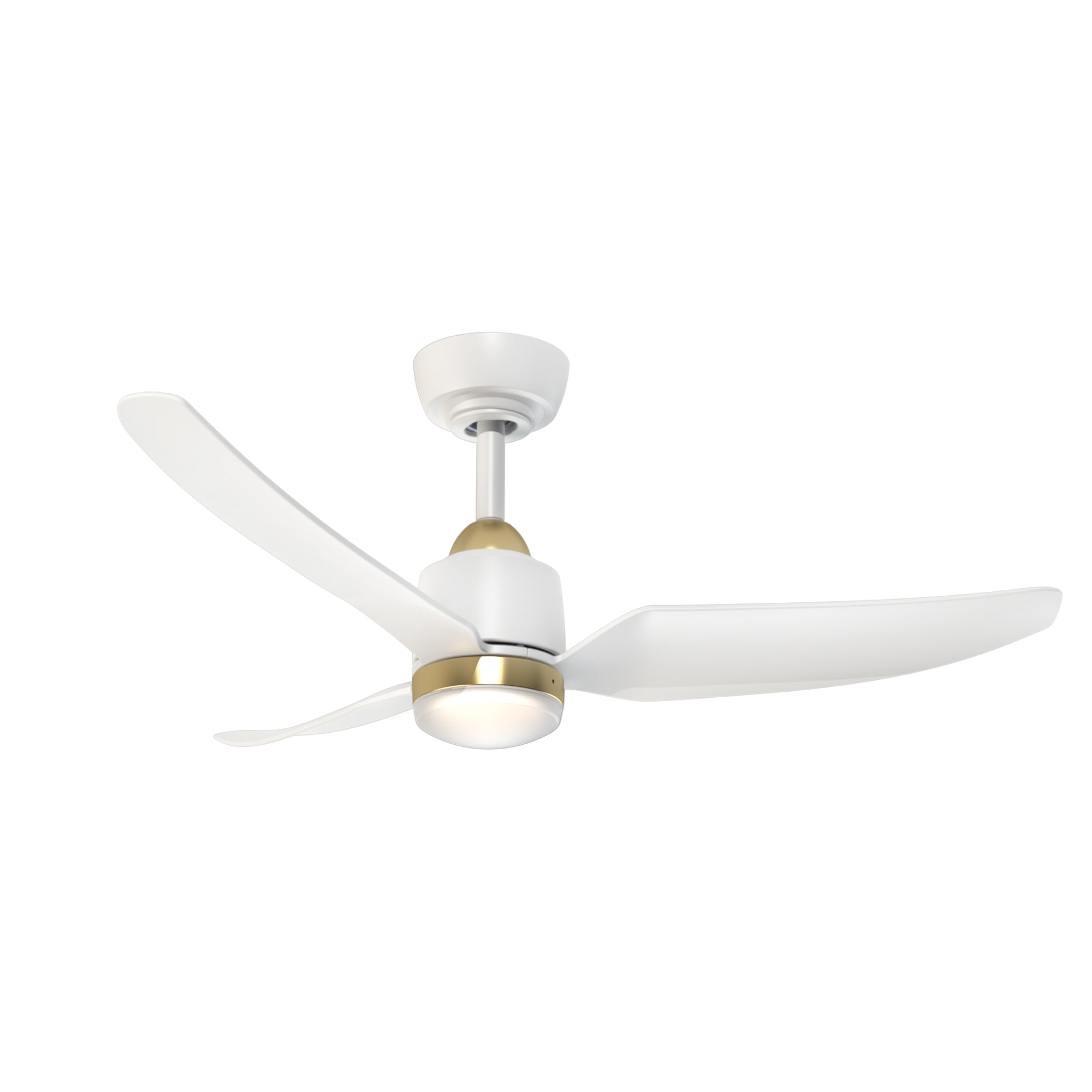 Hugo Ceiling Fan in Brushed Gold/Matte White Finish | Kuzco Lighting