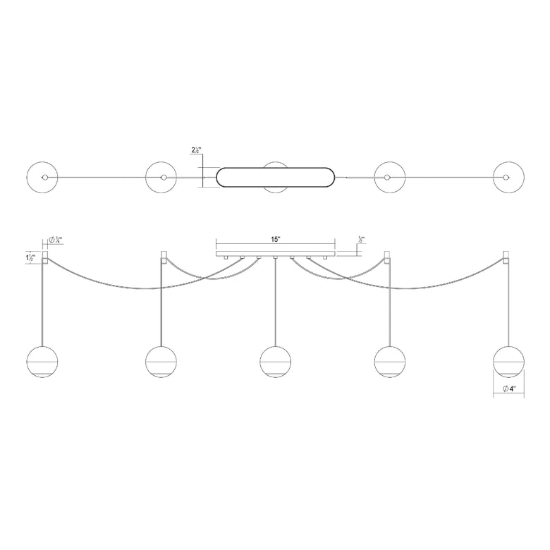 Hemisphere LED Linear Suspension - Diagram