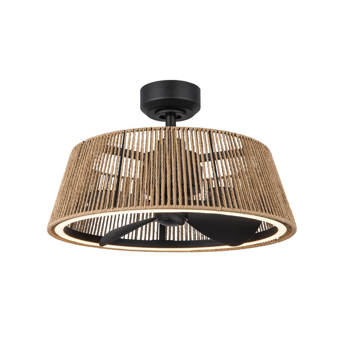 Isla LED Ceiling Fan in Matte Black/Braided Rope Finish | Kuzco Lighting