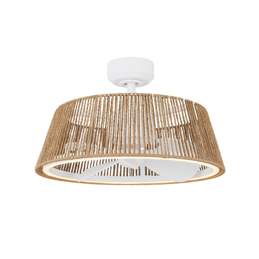 Isla LED Ceiling Fan in White/Braided Rope Finish | Kuzco Lighting