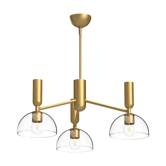 Jude 38-in Brushed Gold/Clear Glass 3 Lights Chandelier by Alora Lighting | CH563335BGCL | Alora Lighting