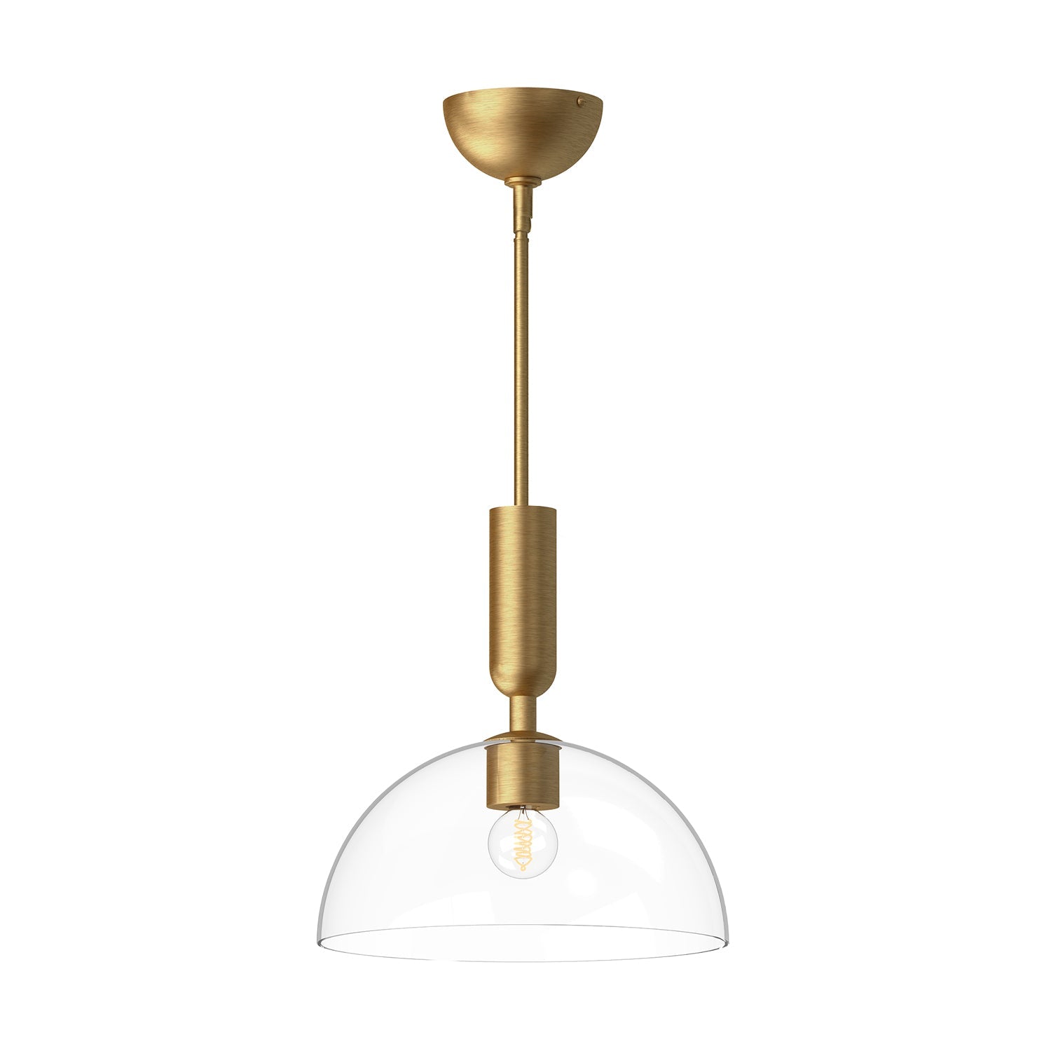 Jude 12-in Brushed Gold/Clear Glass 1 Light Pendant by Alora Lighting | PD563012BGCL | Alora Lighting
