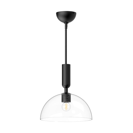 Jude 12-in Clear Glass/Matte Black 1 Light Pendant by Alora Lighting | PD563012MBCL | Alora Lighting