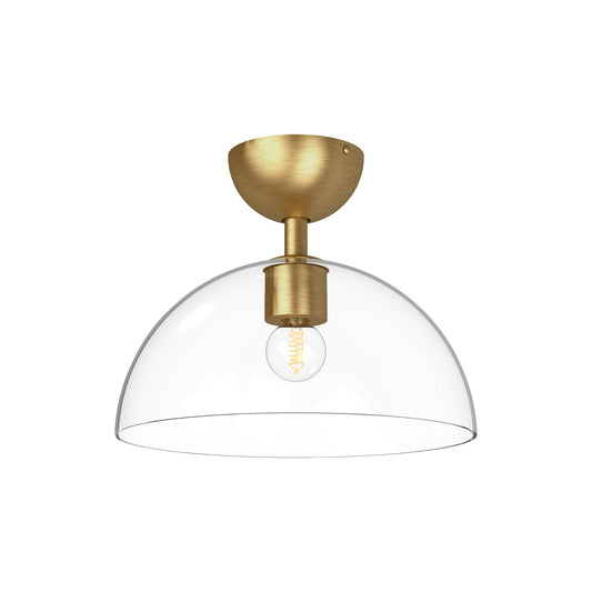Jude 12-in Brushed Gold/Clear Glass 1 Light Semi Flush Mount by Alora Lighting | SF563012BGCL | Alora Lighting