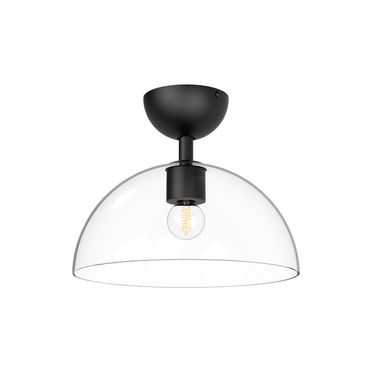 Jude 12-in Clear Glass/Matte Black 1 Light Semi Flush Mount by Alora Lighting | SF563012MBCL | Alora Lighting