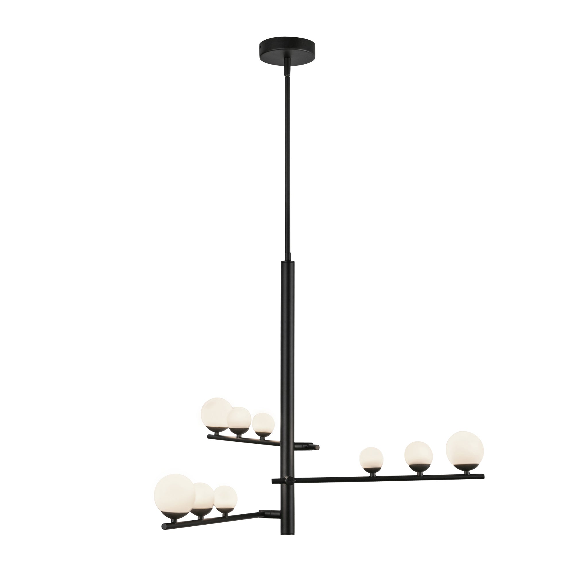 Cypress LED Chandelier in Black/Opal Glass Finish | Kuzco Lighting