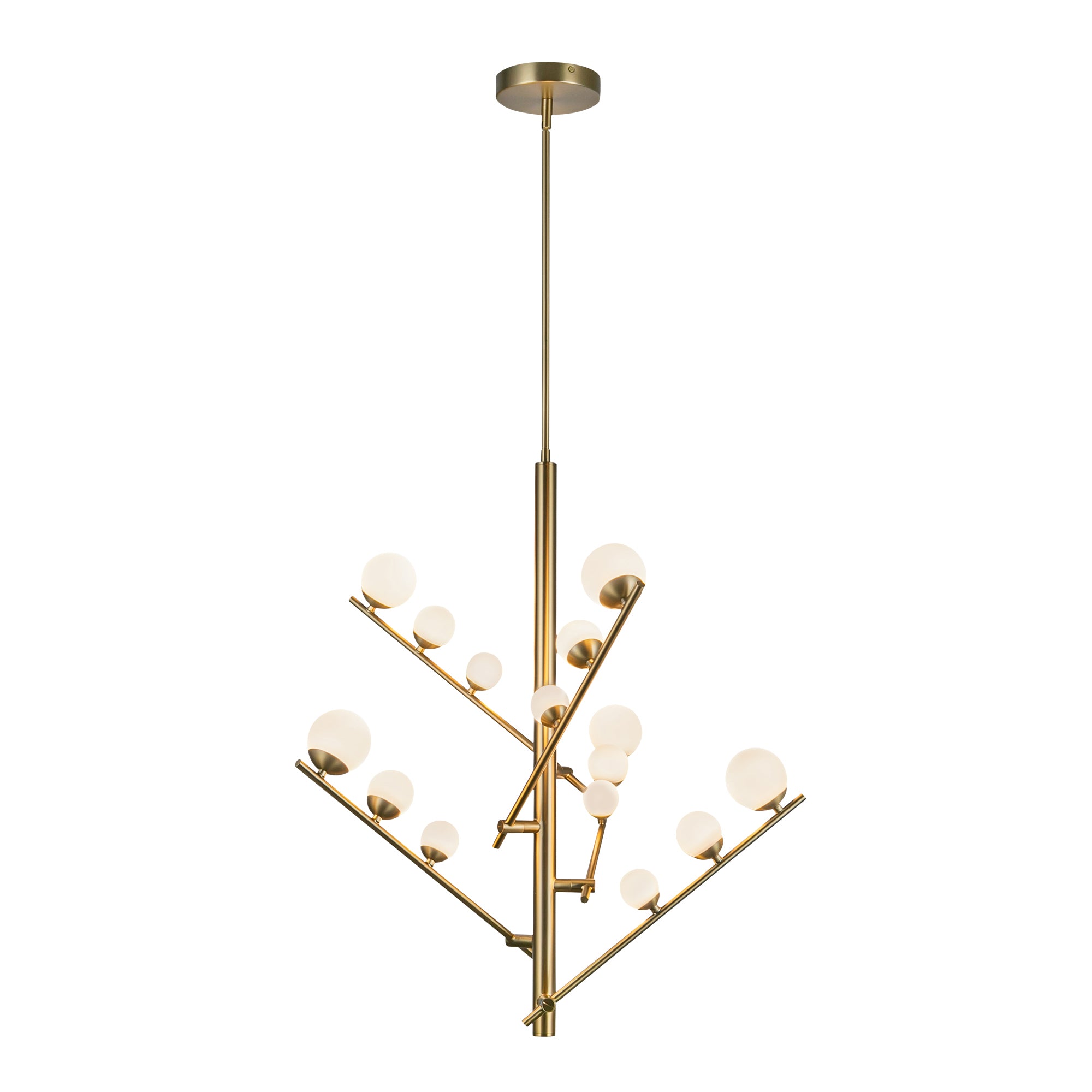 Cypress LED Chandelier in Brushed Gold/Opal Glass Finish | Kuzco Lighting