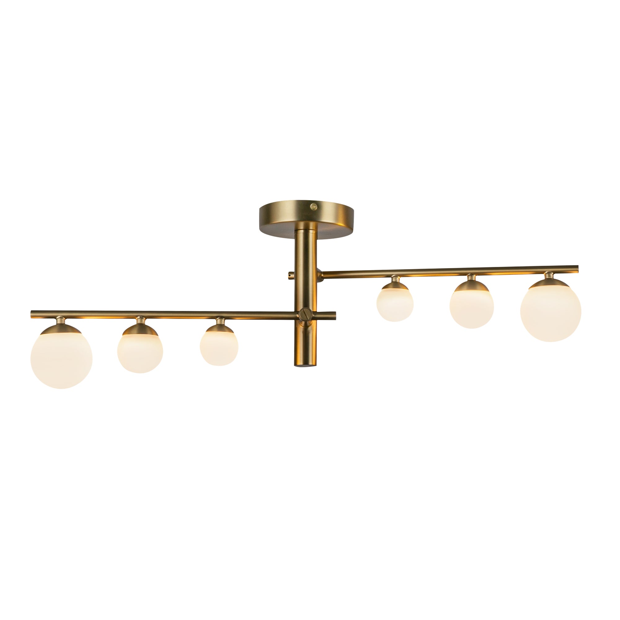 Cypress LED Semi-Flush in Brushed Gold/Opal Glass Finish | Kuzco Lighting