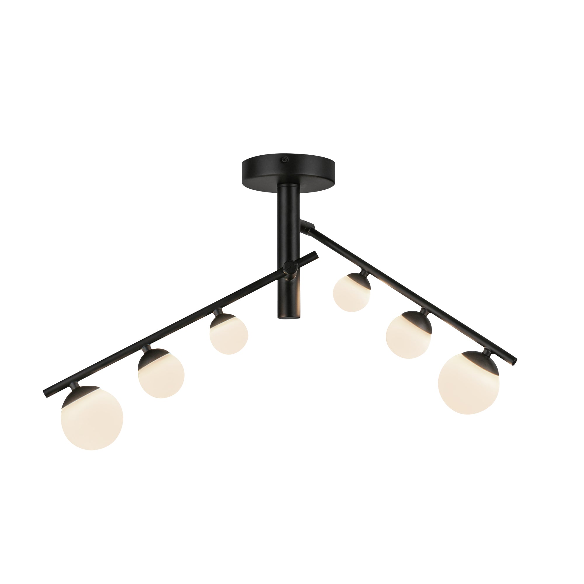 Cypress LED Semi-Flush in Black/Opal Glass Finish | Kuzco Lighting
