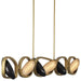 Kalco Modern linear suspension pendant light with gold and black finish on a white background.  Can be adjusted to direct light where needed.