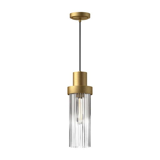 Kent 5-in Brushed Gold/Clear Ribbed Glass 1 Light Pendant by Alora Lighting | PD435605BGCR | Alora Lighting