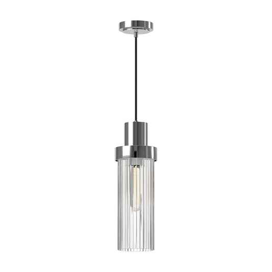 Kent 5-in Chrome/Clear Ribbed Glass 1 Light Pendant by Alora Lighting | PD435605CHCR | Alora Lighting