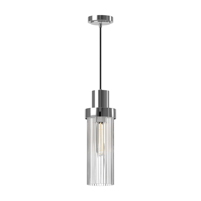 Kent 5-in Chrome/Clear Ribbed Glass 1 Light Pendant by Alora Lighting | PD435605CHCR | Alora Lighting
