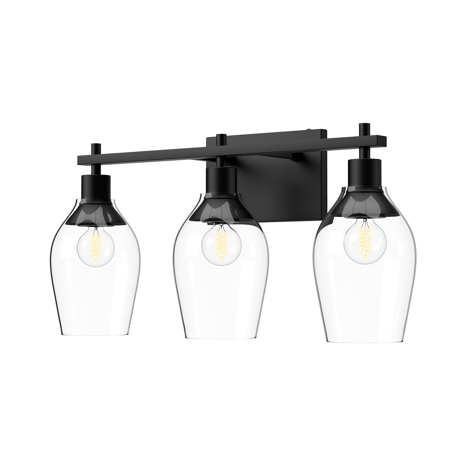 Kingsley 22-in Clear Glass/Matte Black 3 Lights Vanity by Alora Lighting | VL538322MBCL | Alora Lighting