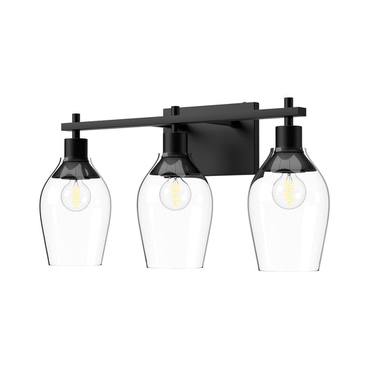 Kingsley 22-in Clear Glass/Matte Black 3 Lights Vanity by Alora Lighting | VL538322MBCL | Alora Lighting