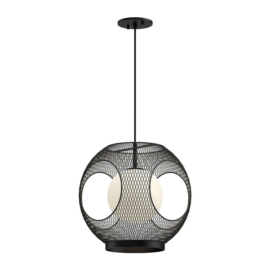 Kona Outdoor Pendant in Black/Opal Glass Finish | Kuzco Lighting