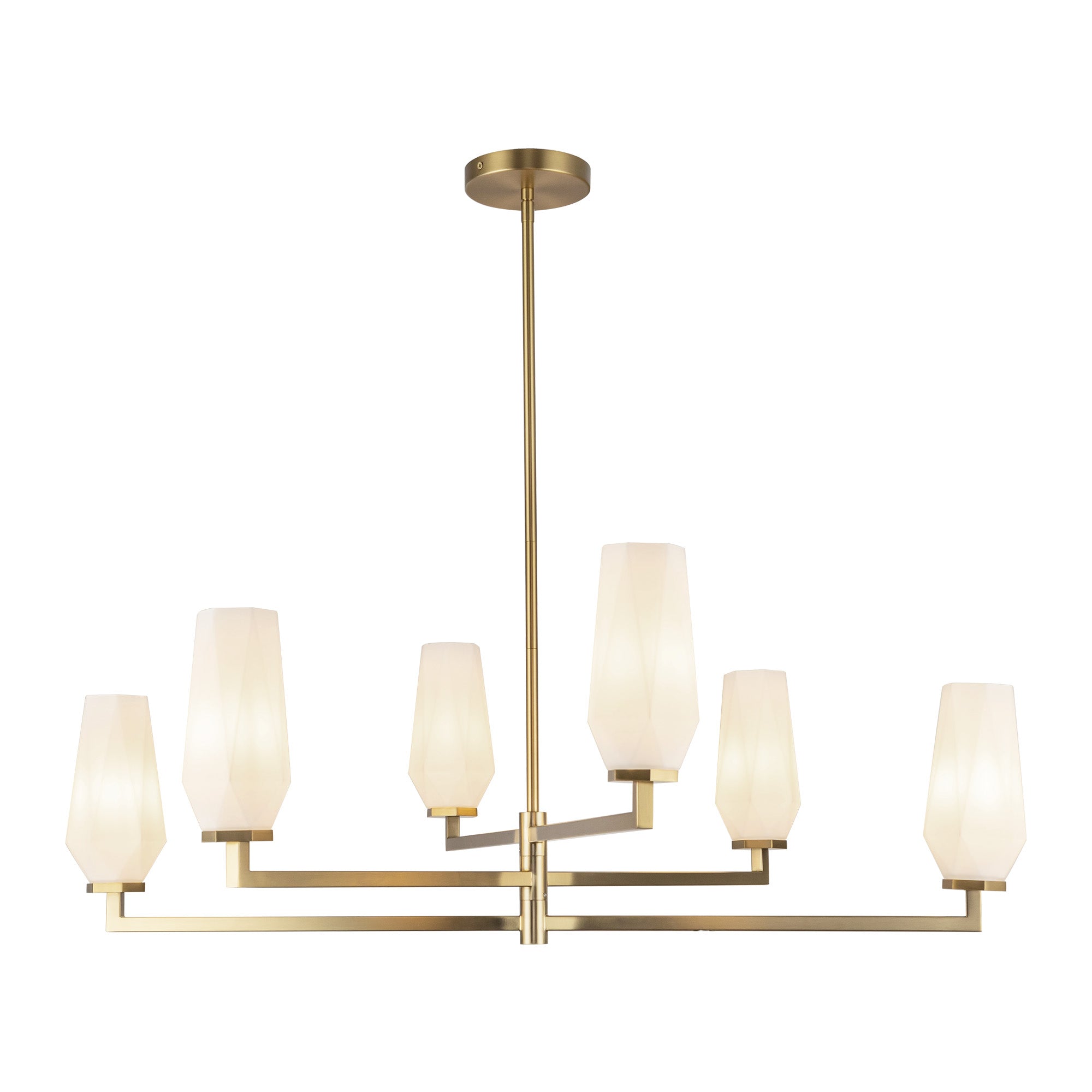 Krysta 35-in Brushed Gold/Opal Glass 6 Lights Chandelier by Alora Lighting | CH424135BGOP | Alora Lighting
