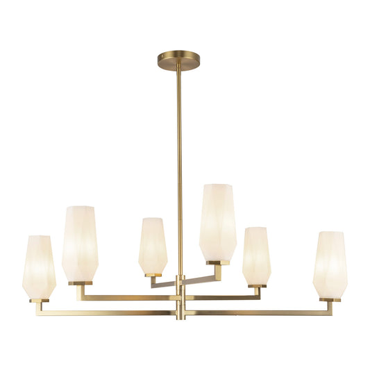 Krysta 35-in Brushed Gold/Opal Glass 6 Lights Chandelier by Alora Lighting | CH424135BGOP | Alora Lighting