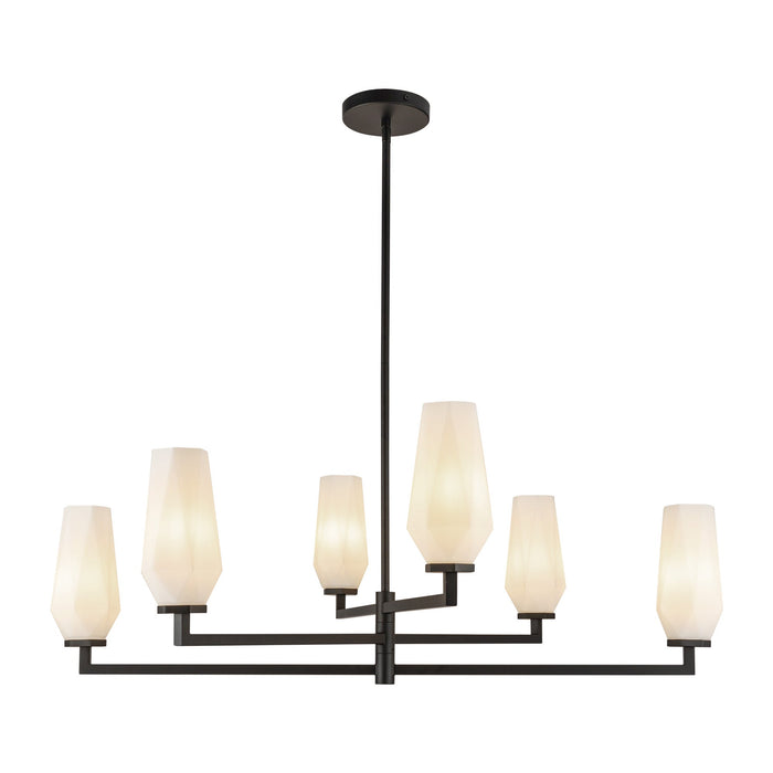 Krysta 35-in Matte Black/Opal Glass 6 Lights Chandelier by Alora Lighting | CH424135MBOP | Alora Lighting