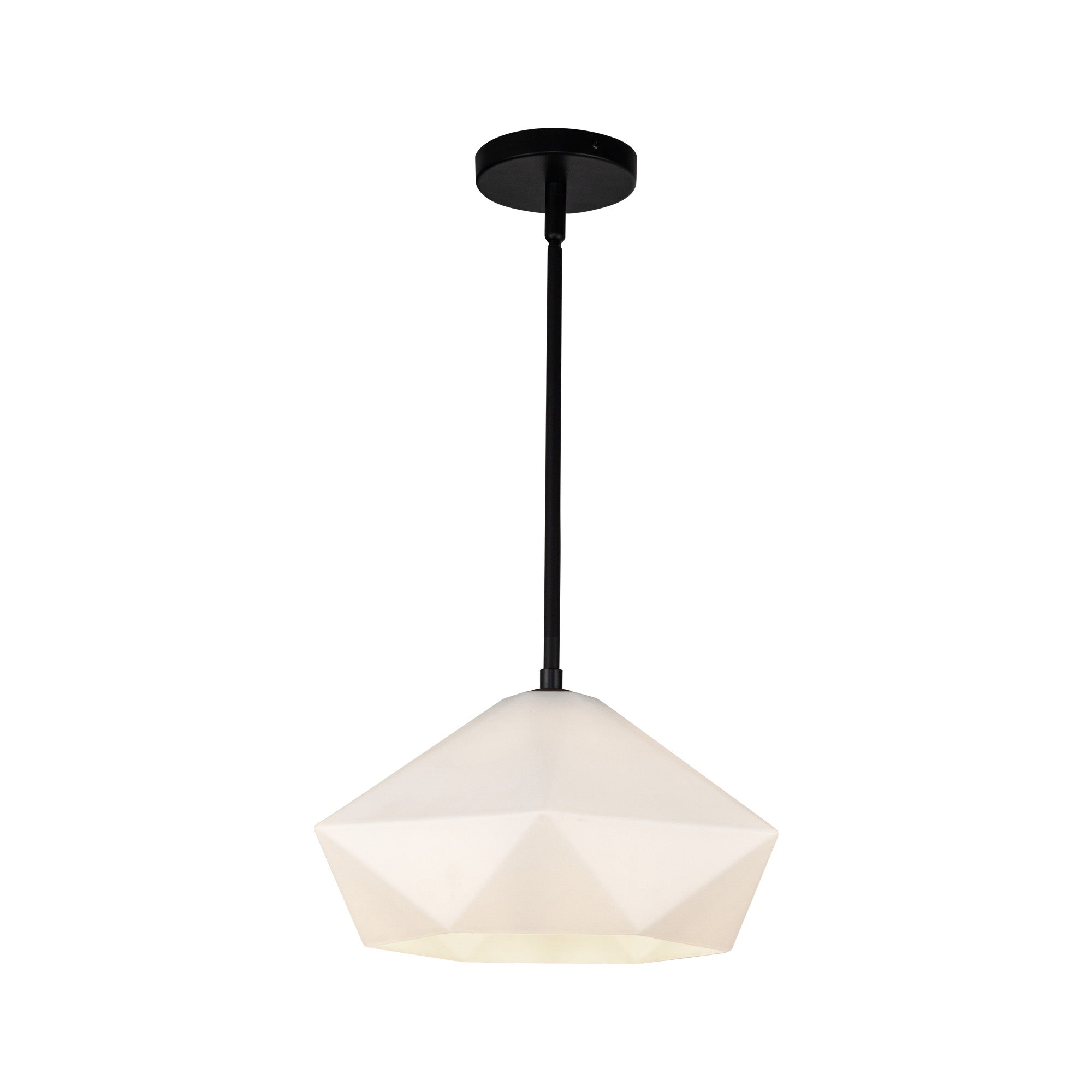 Krysta 14-in Matte Black/Opal Glass 1 Light Pendant by Alora Lighting | PD424514MBOP | Alora Lighting