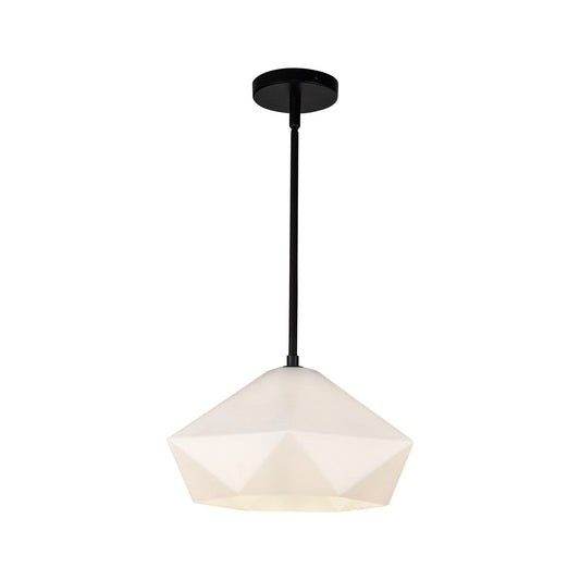 Krysta 14-in Matte Black/Opal Glass 1 Light Pendant by Alora Lighting | PD424514MBOP | Alora Lighting