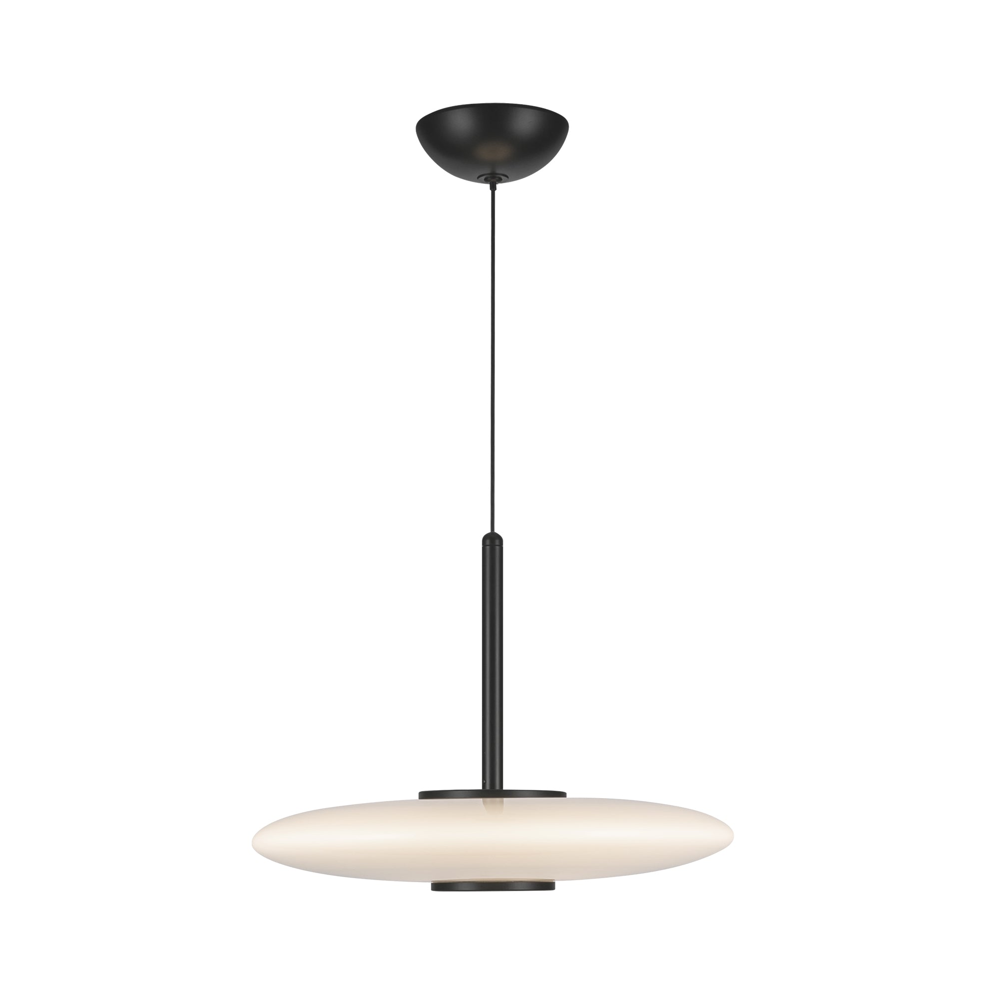 Kyoto LED Pendant in Black/Glossy Opal Glass Finish | Kuzco Lighting