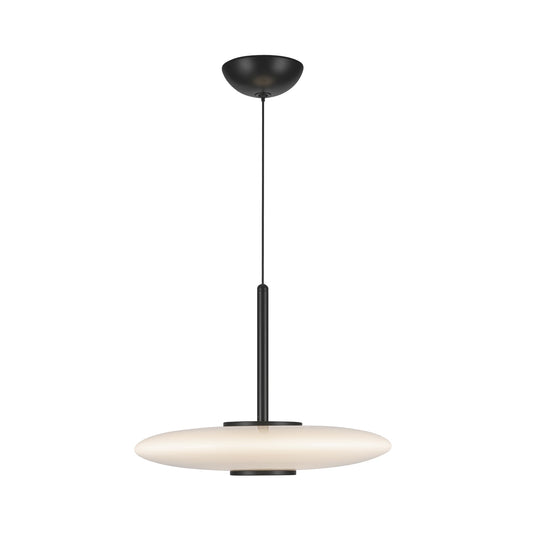 Kyoto LED Pendant in Black/Glossy Opal Glass Finish | Kuzco Lighting
