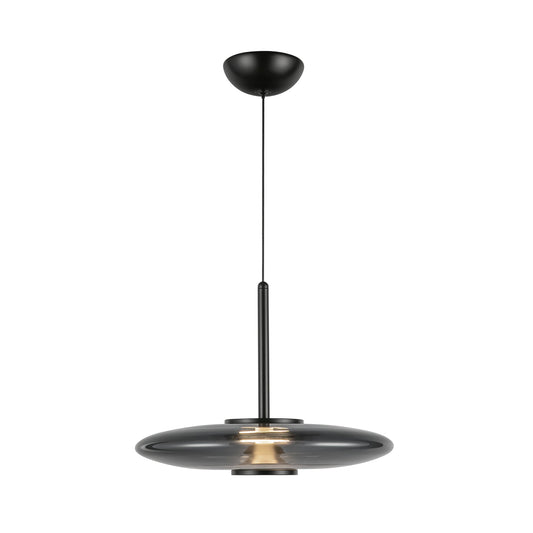Kyoto LED Pendant in Black/Smoked Glass Finish | Kuzco Lighting