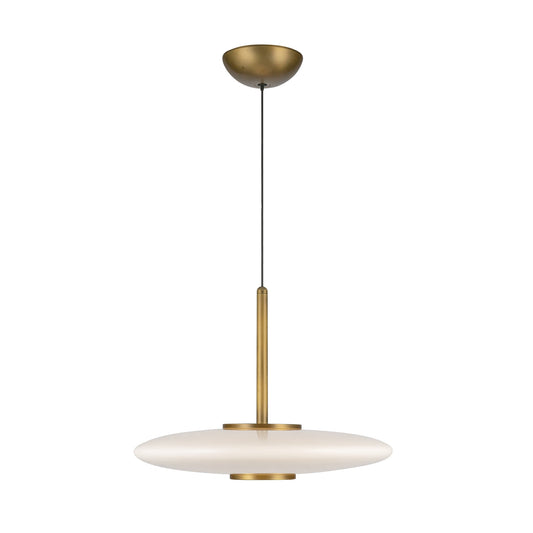Kyoto LED Pendant in Vintage Brass/Glossy Opal Glass Finish | Kuzco Lighting
